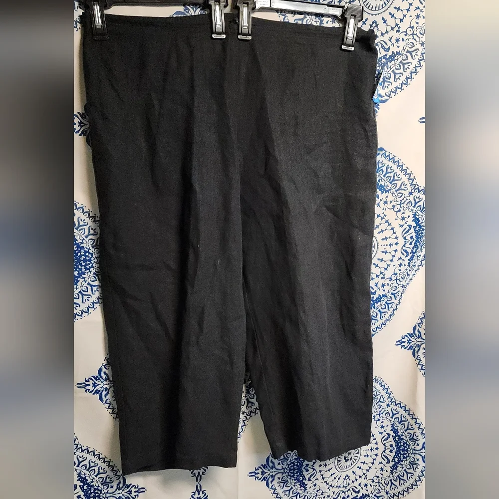 Eileen Fisher black linen crop wideleg pants.  Sz XL.  New - Picture 6 of 6